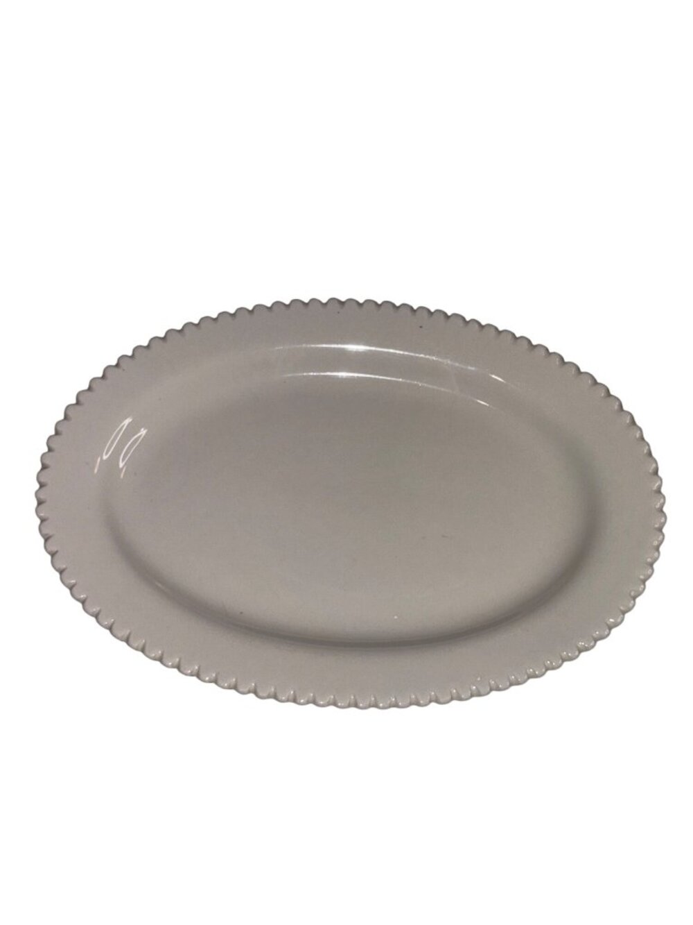 Jeremie White Oval Ceramic Plate With Scalloped Edges 8.5" Microwave & Dishwashe